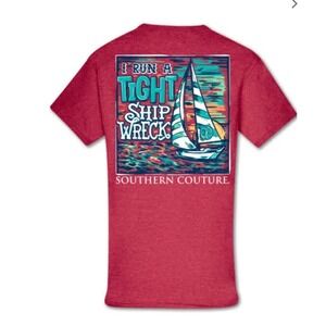 Southern‎ Couture Classic Tight Ship Wreck Mom T-Shirt Size XL Red